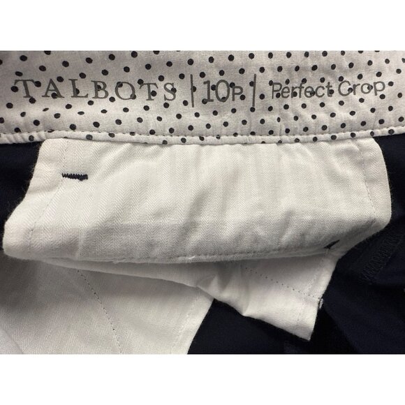 Talbots Womens Navy Cropped Capri Pants With Button Details Sz 10P - New - Picture 8 of 11